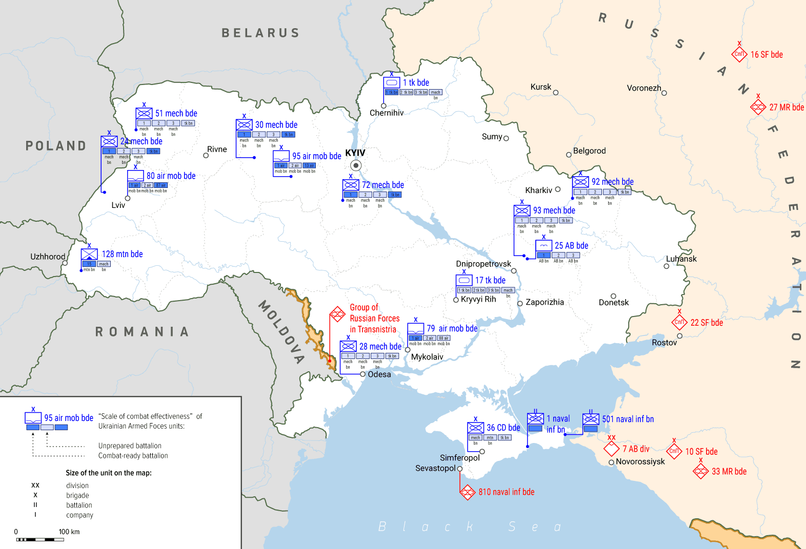 Disposition of Ukrainian and Russian troops, 2013