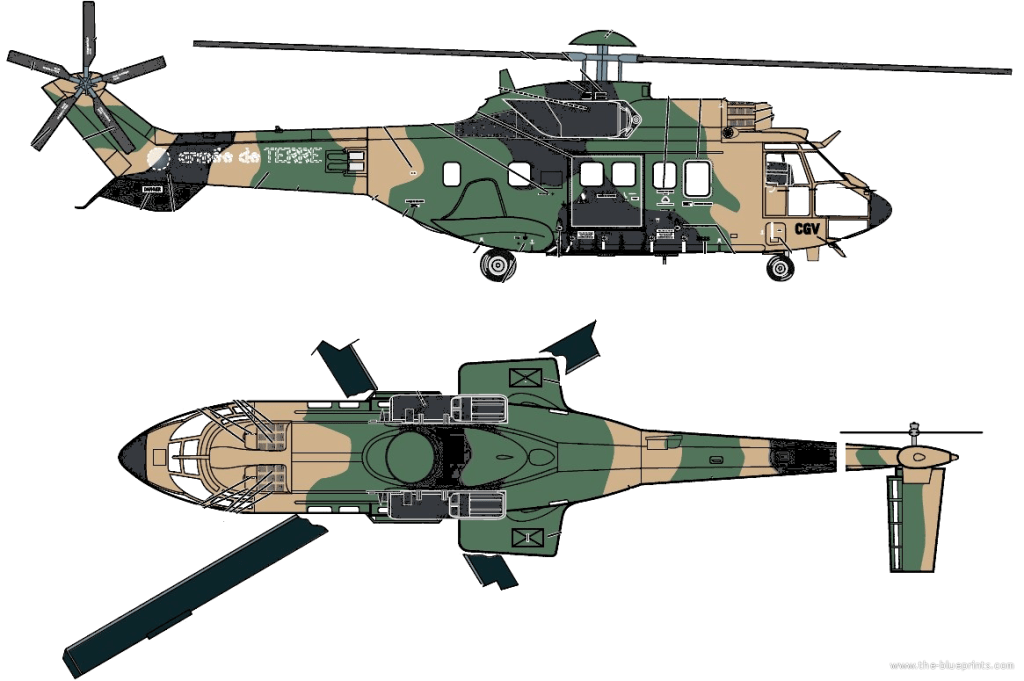 Схема гелікоптера AS532 Cougar