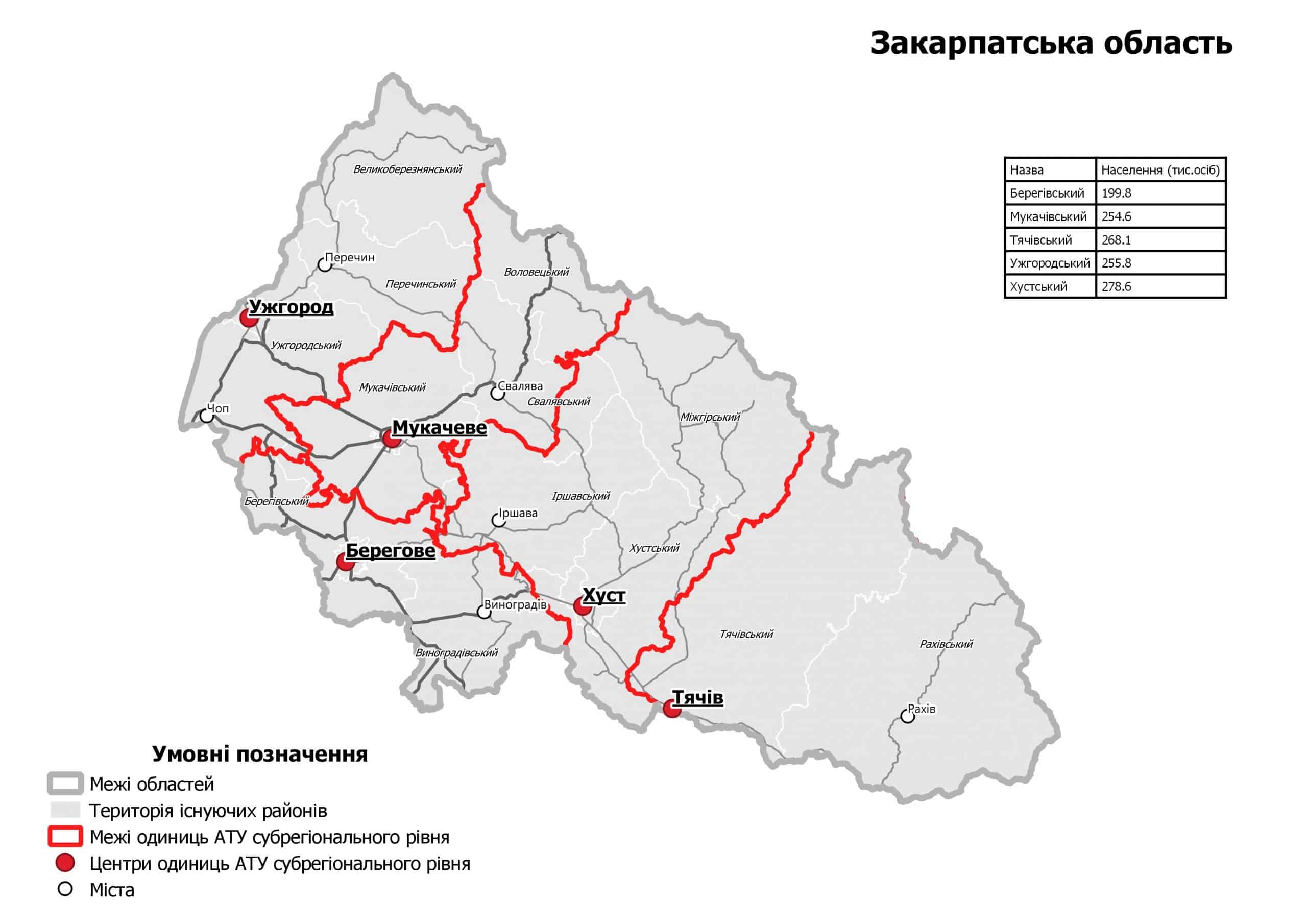 Пропонований адміністративний поділ Закарпатської області
