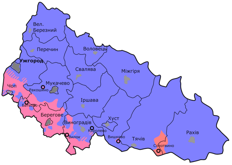 Розселення національних груп у Закарпатті у 2001 році
