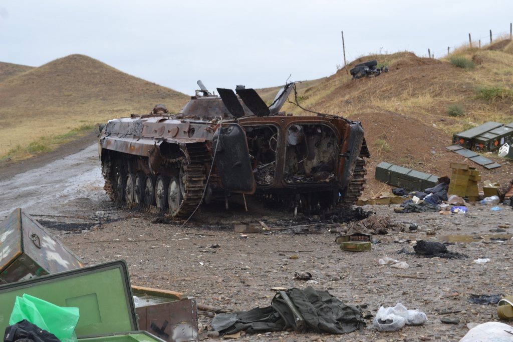 Знищенна ударним БПЛА БМП-1 Вірменії у боях за Нагірний Карабах. Фото: МО Азербайджану