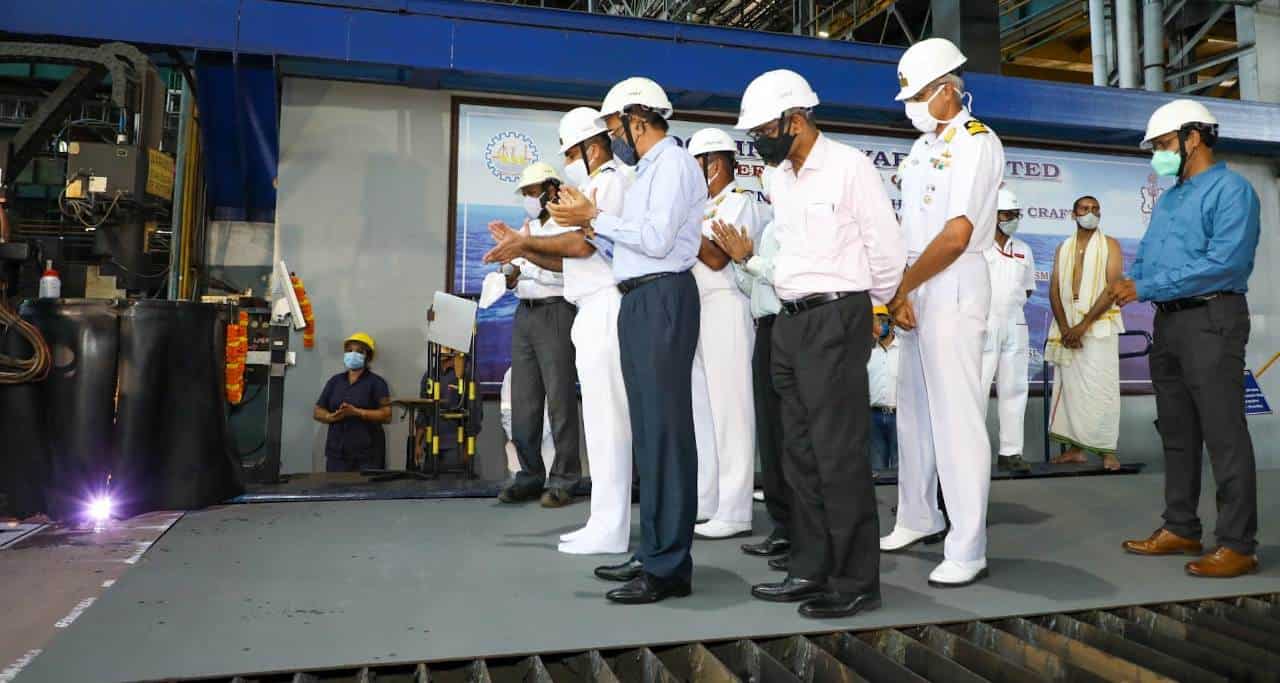 Церемонія різання сталі для корабля. Фото: Cochin Shipyard Limited
