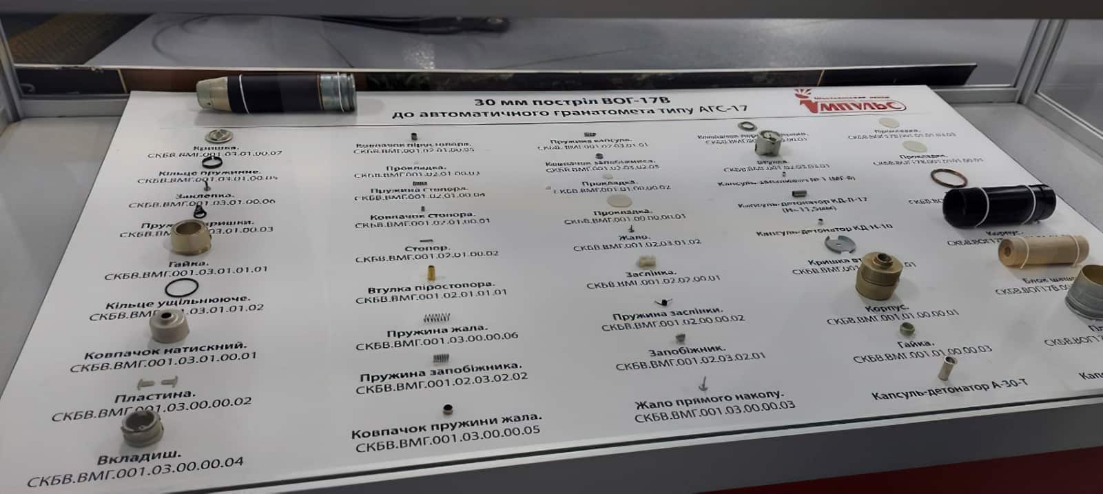 Складові гранатометного пострілу ВОГ-17 українського виробництва на ДП «Імпульс»