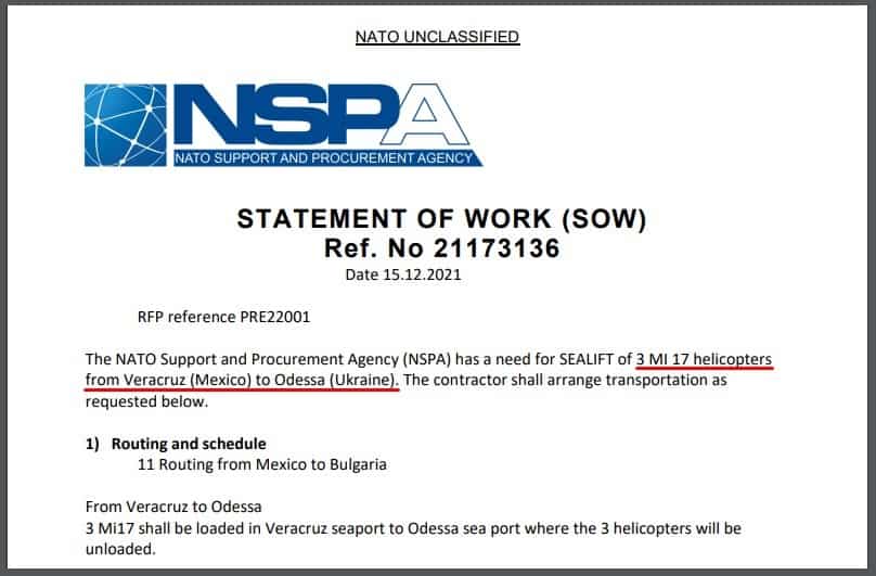 Документ NSPA на замовлення доставки Ми-17