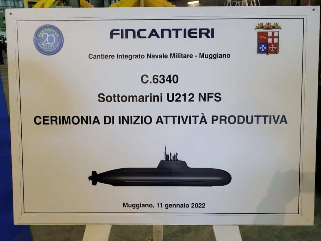 Фото з церемонії початку будівництва підводного човна нового покоління за проєктом U212NFS. Січень 2022