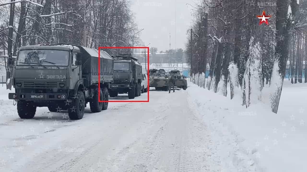 РЕБ РБ-341В «Леер-3» військових Росії під час перекидання до Казахстану. Січень 2022. Фото: ЗМІ РФ