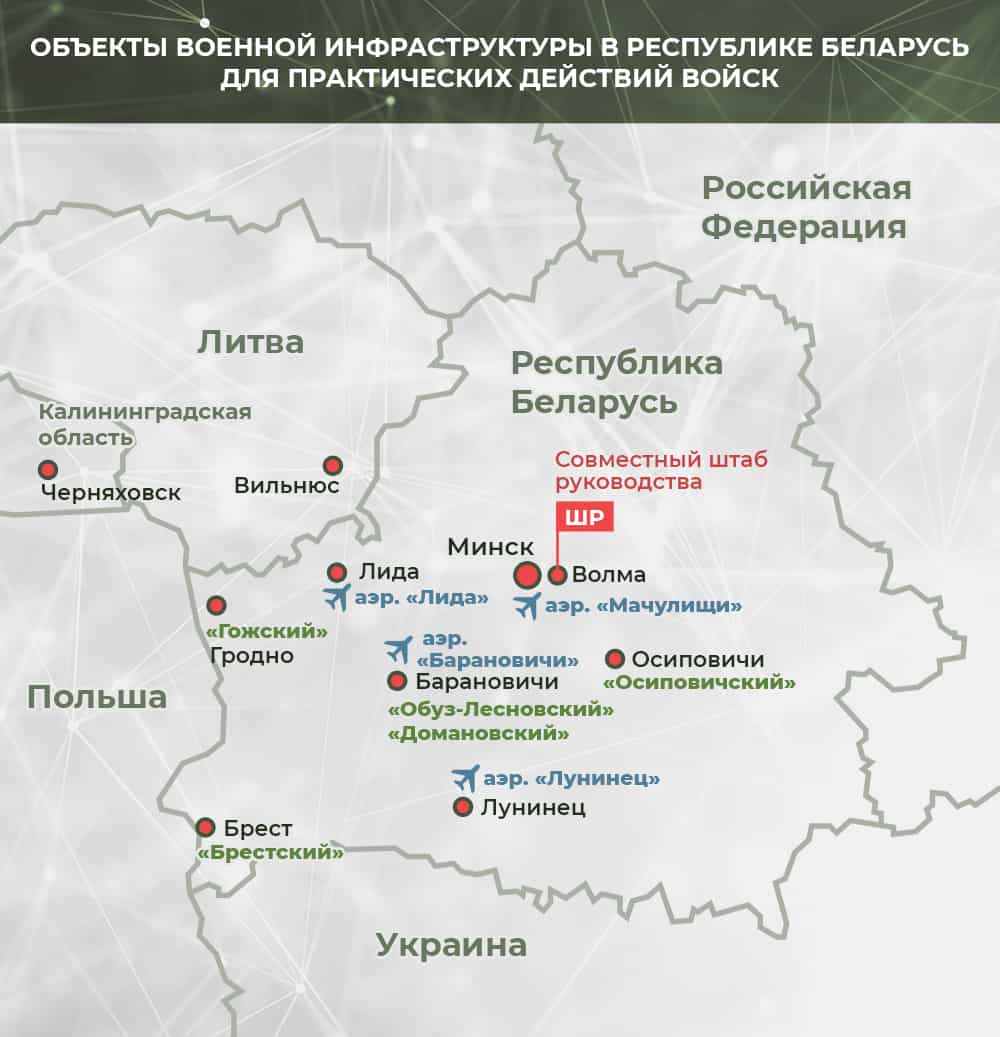 Схема від Міністерства оборони Росії на тему навчаннь «Союзная решимость-2022»