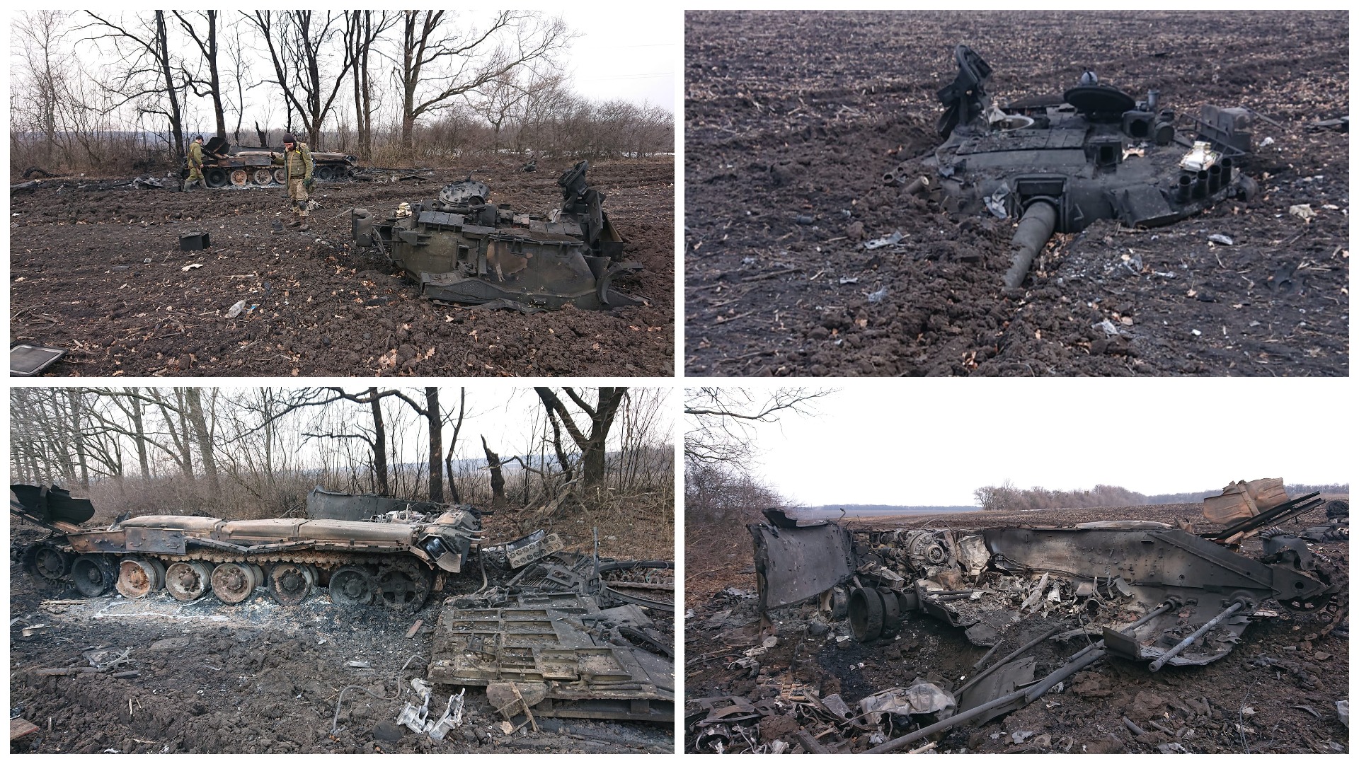 Розірваний танк Т-80 російських військових на Сумщині. Березень 2022