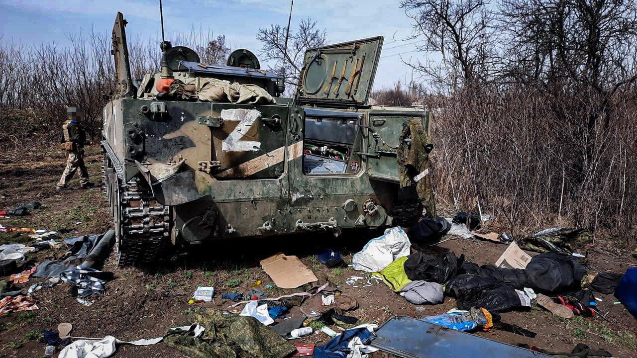 БМП-3 розбитого на Донбасі підрозділу 58-ї загальновійськової армії Росії. Квітень 2022. Фото: ССО ЗСУ