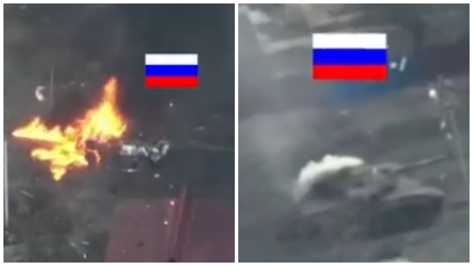 Знешкоджений БТР-82А та танк російських військових у Новій Басані. Кадр з відео від Arslon Xudosi