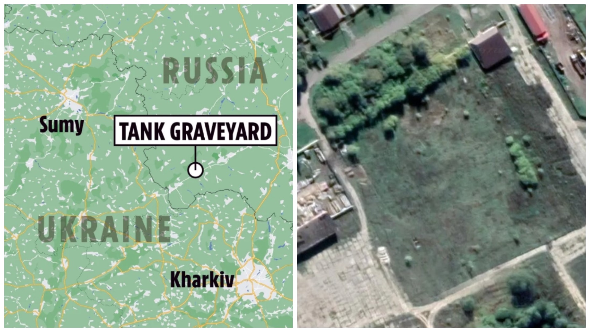 Кадр зі супутника з ділянкою майбутнього кладовища до вторгнення 