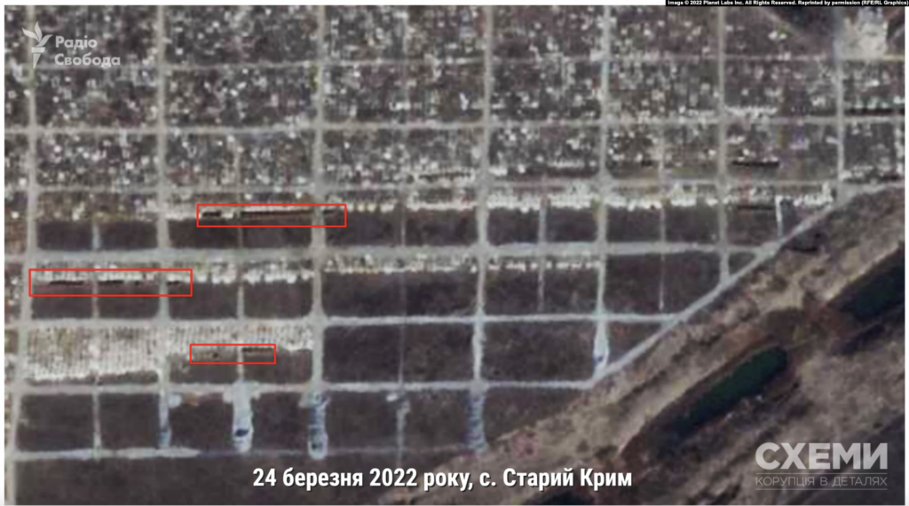 Супутникові знімки, Старий Крим, 24 березня 2022 Джерело: Радіо Свобода 