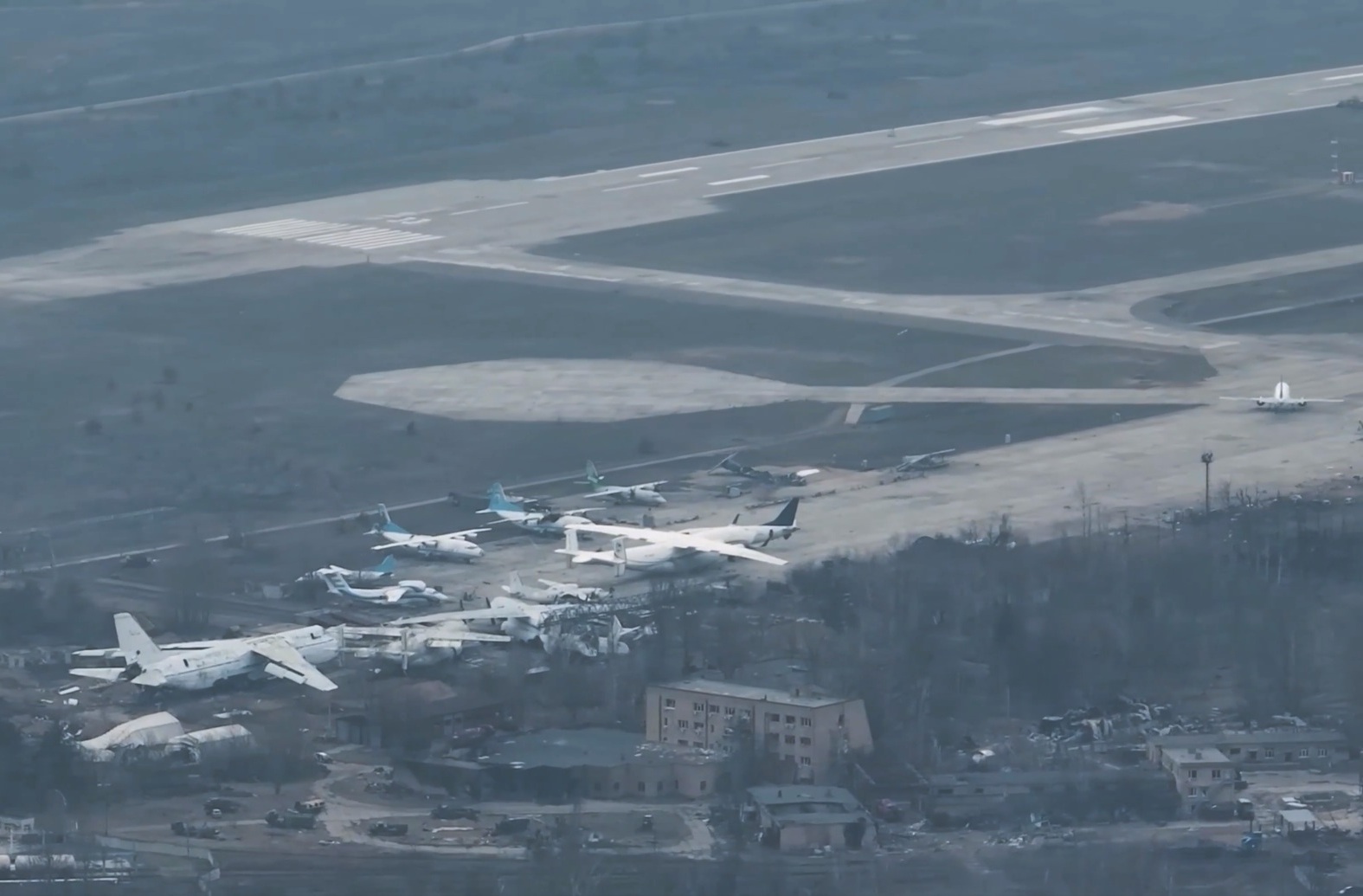 Video featuring Hostomel airfield after the hostilities has been ...