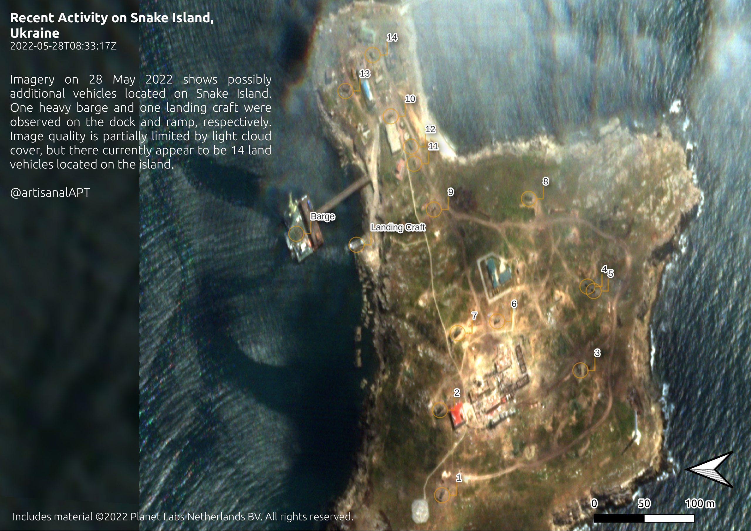 Острів Зміїний, травень 2022 Фото з супутників