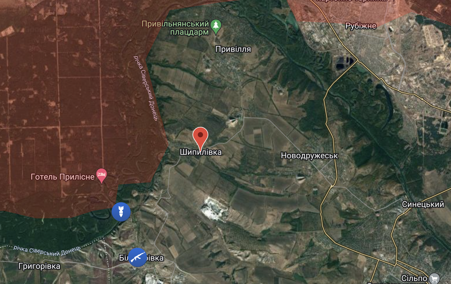 Шипилівка, Луганська область, травень 2022 Джерело: Liveuamap