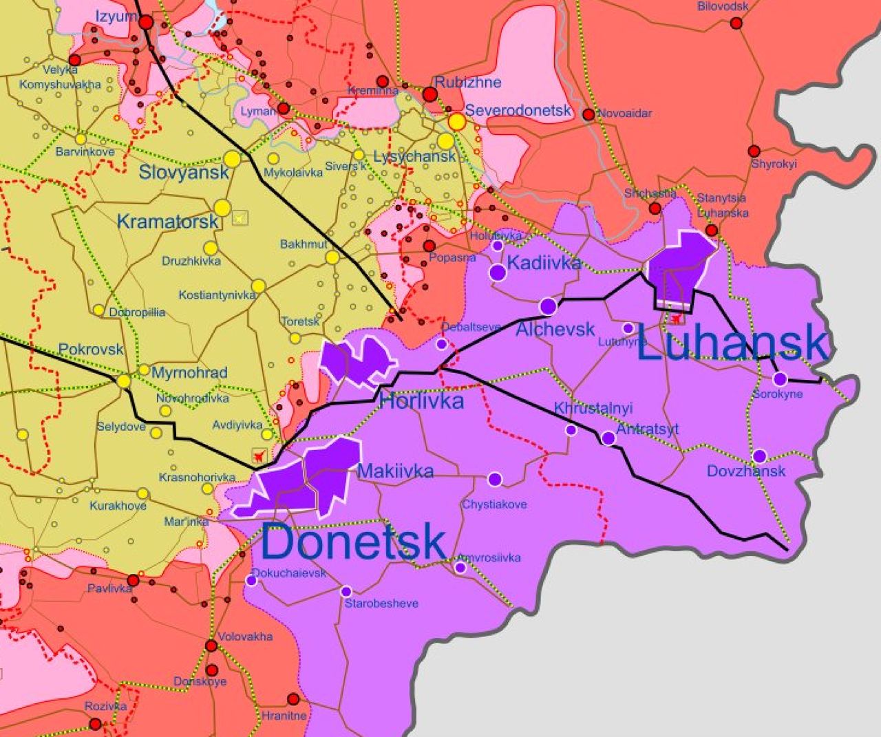 Неофіційна мапа бойових дій. Джерело: Ukraine War Map