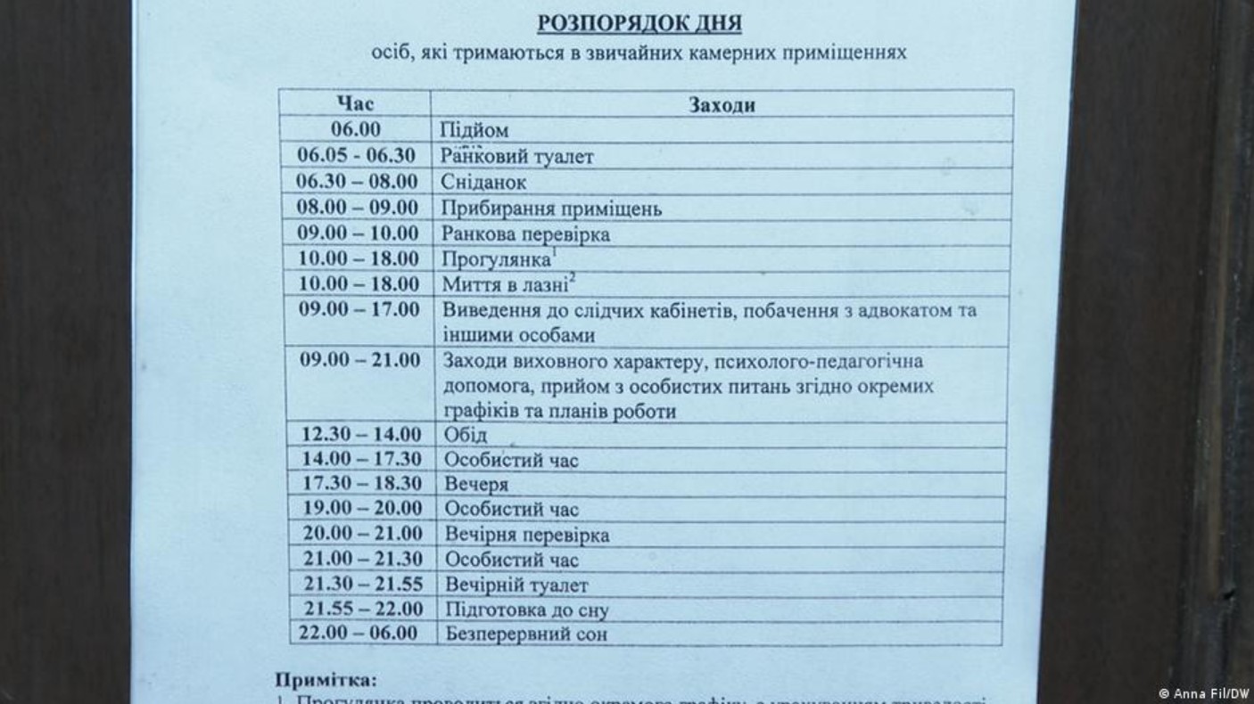 Розпорядок дня для військополонених такий самий, як і для решти ув'язнених у слідчому ізоляторі. Травень 2022. Фото: DW