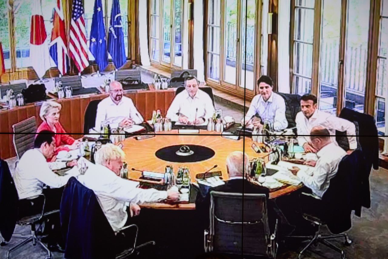 Відеоконференція Володимира Зеленського з лідерами G7. Фото: Офіс Президента
