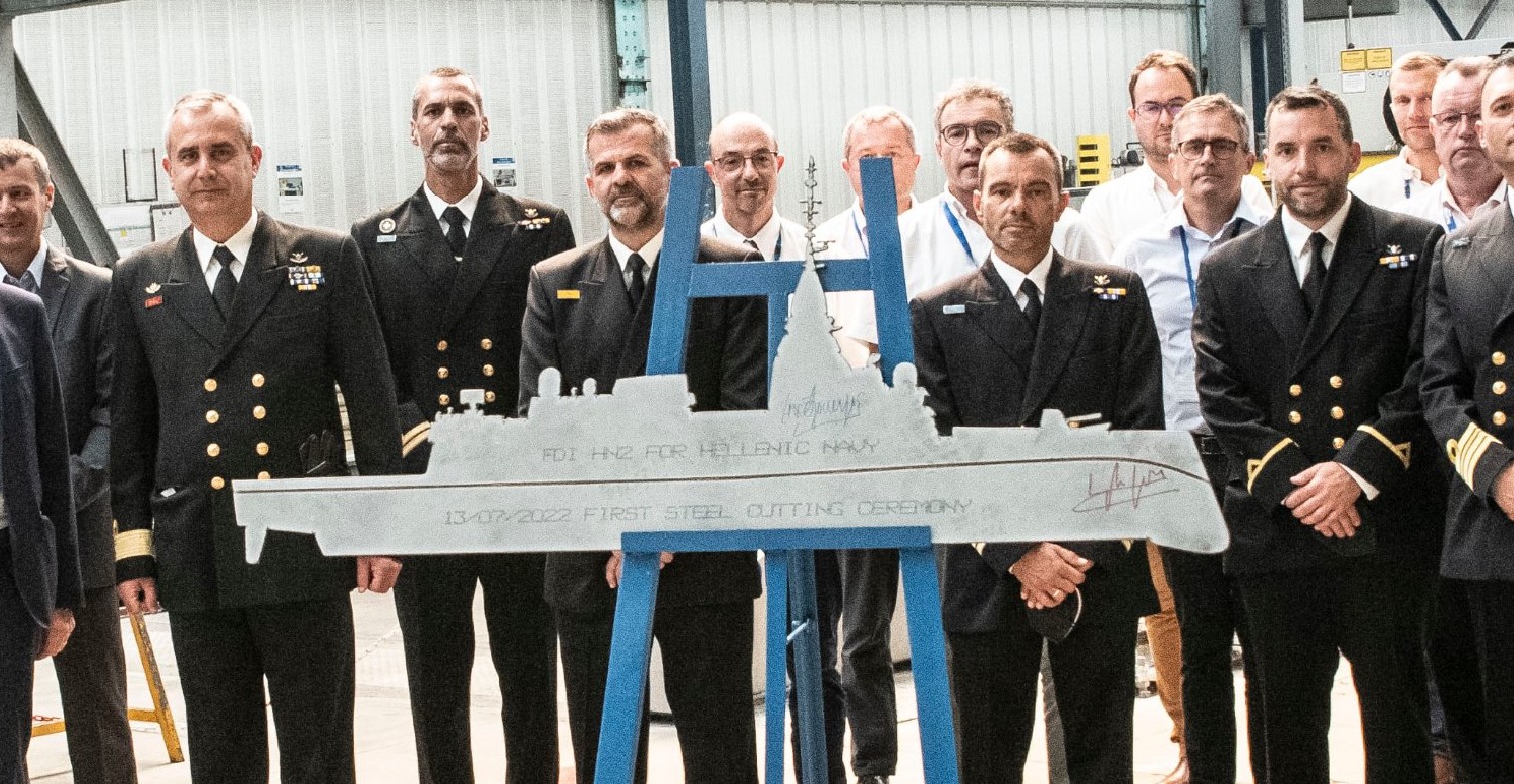 Церемонія різання сталі другого фрегата FDI HN для ВМС Греції. Липень 2022. Франція. Фото: Naval Group
