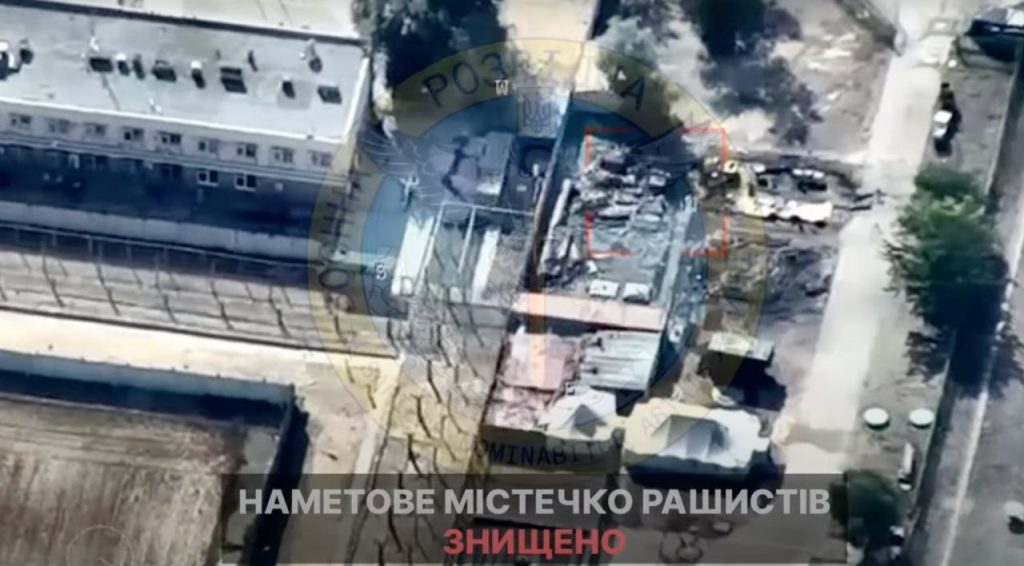 Знищене наметове містечко окупантів, Енергодар, Запорізька область, липень 2022 Кадр з відео