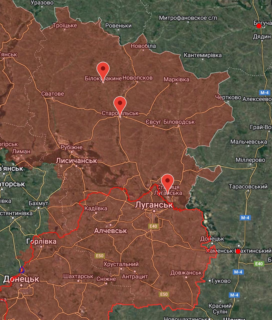 Луганська область, серпень 2022 Джерело: liveuamap