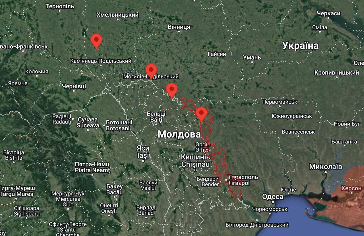 Населені пункти Молдови, де було зафіксовано повітряні цілі. 10 жовтня 2022 Джерело: liveuamap