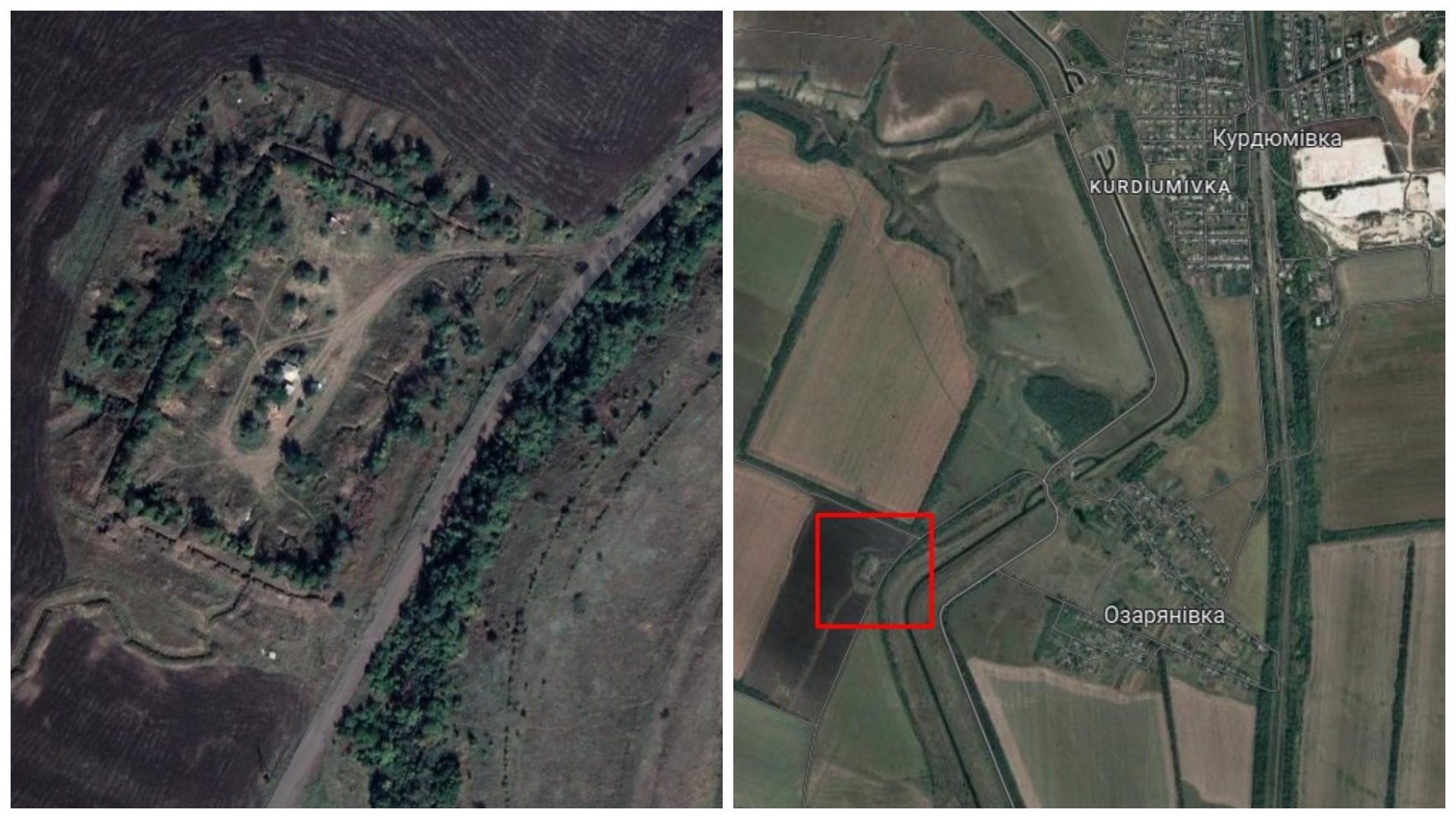 Orosz pozíció Ozarjanivka falu közelében, a donyecki régióban
