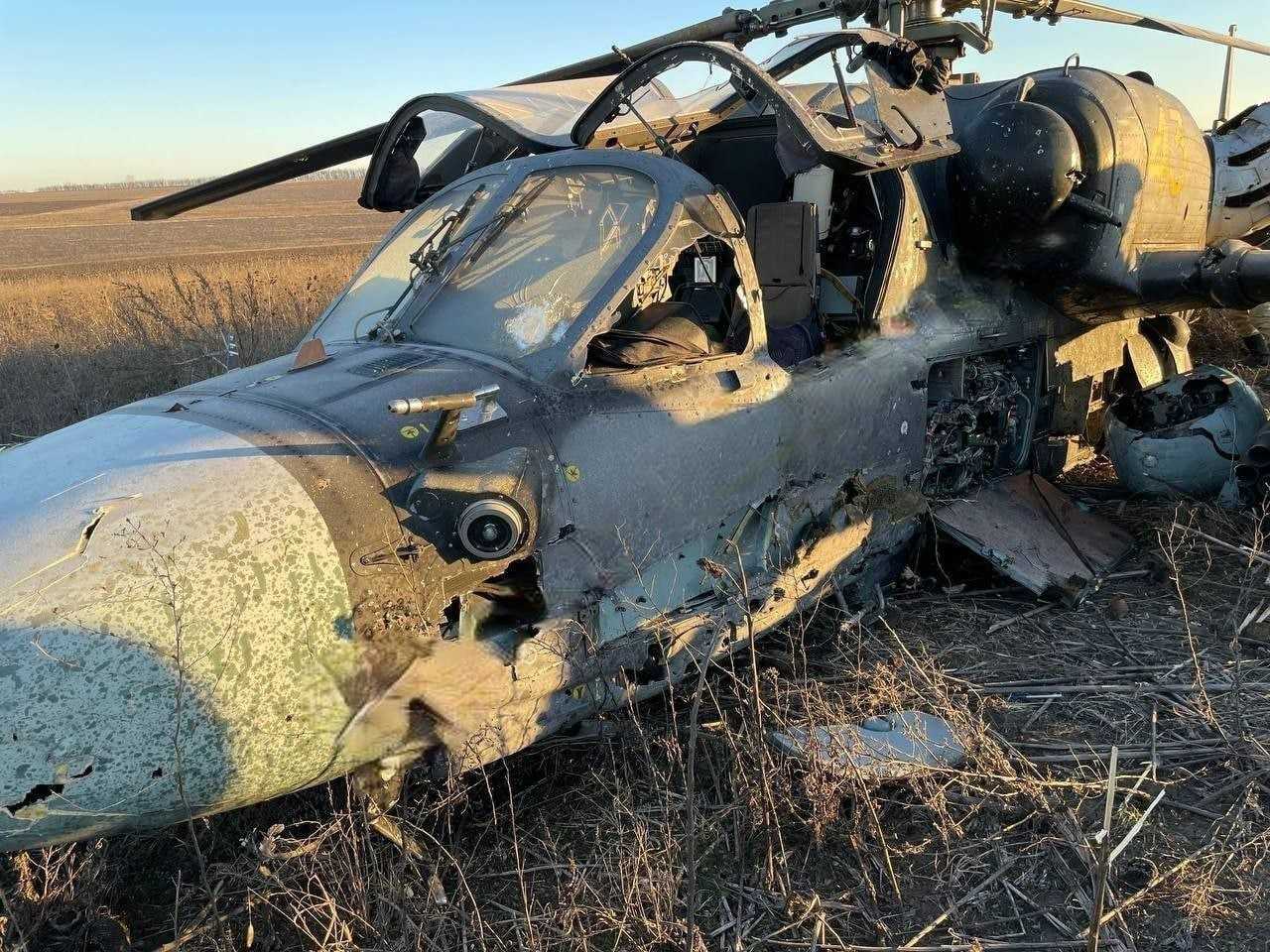 Знищений на Запоріжжі російський вертоліт Ка-52 (RF-91335; 43 жовтий, раніше 43 білий). Грудень 2022. Україна. Фото з соцмереж