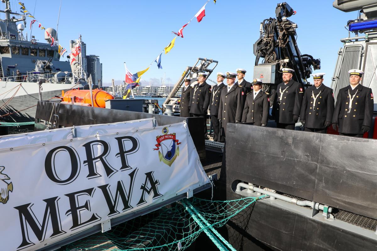 Мінний тральщик MEWA ВМС Польщі з бортовим номером 603 Лютий 2023. Фото: ВМС Польщі