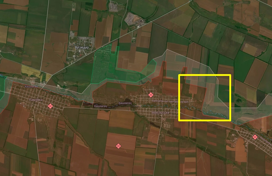 Місце знищення російських сил біля Микільського на вугледарському напрямку