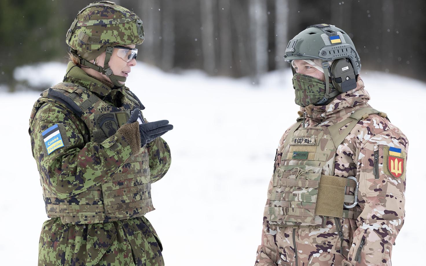 Естонський та український військові на навчаннях, березень 2023 року. Джерело: EDF