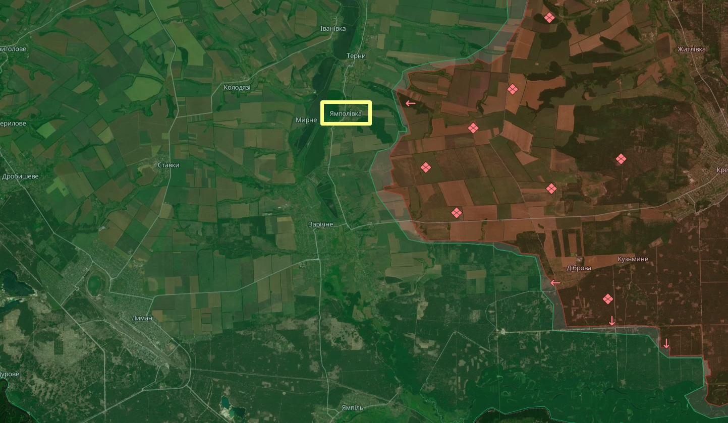 Ситуація у районі Ямполівки на неофіційній мапі бойових дій