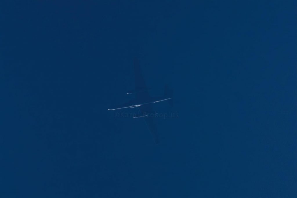 Зафіксований в небі над Польщею U-2 Dragon Lady, 10 березня 2024 року. Фото: Karol Prokopiuk.