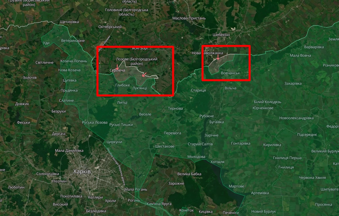 Ситуація на Харківщині станом на 10 травня 2024 року згідно з мапою deepstatemap